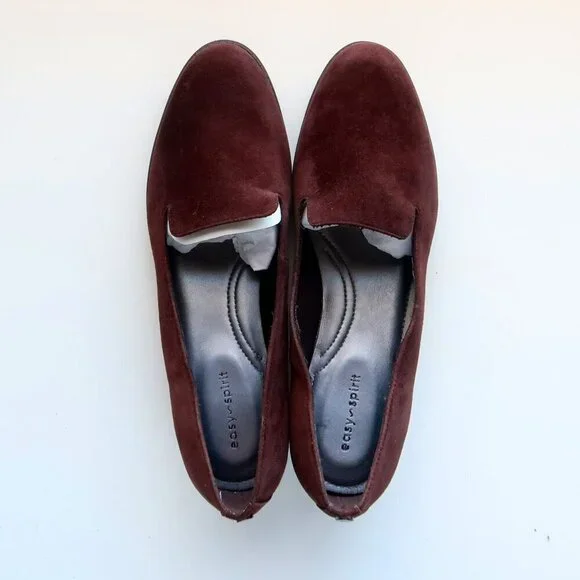 Easy Spirit Brown Suede Leather Lug Sole Low Heel Loafers Slip-on Orthotic Shoes - Picture 3 of 16